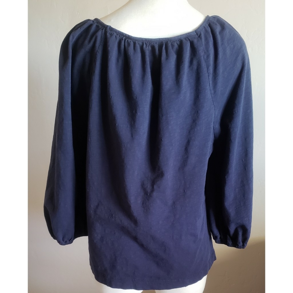 Boden Navy Top Balloon Sleeve Casual Flowy Comfy Y2K Pullover Womens Sz. L - Picture 3 of 10